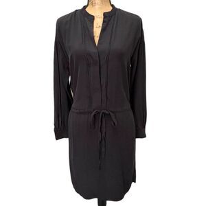 Vince Shirred‎ Sleeve 100% Silk Dress Drawstring Waist Minimalist Luxury Size XS